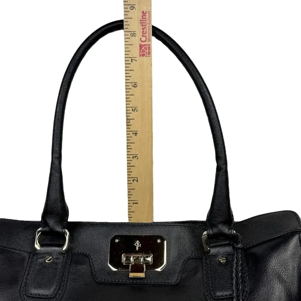 Cole Haan Black Leather Large Satchel Bag Vintage Valise II Kendra Women's Bags
